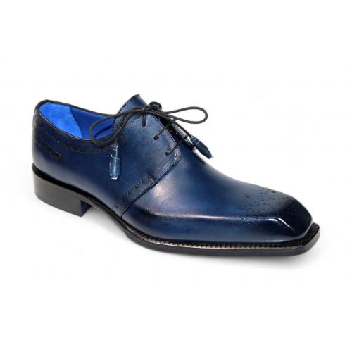 Emilio Franco "Lando" Navy Genuine Italian Calf Leather Lace-Up Dress Shoes.